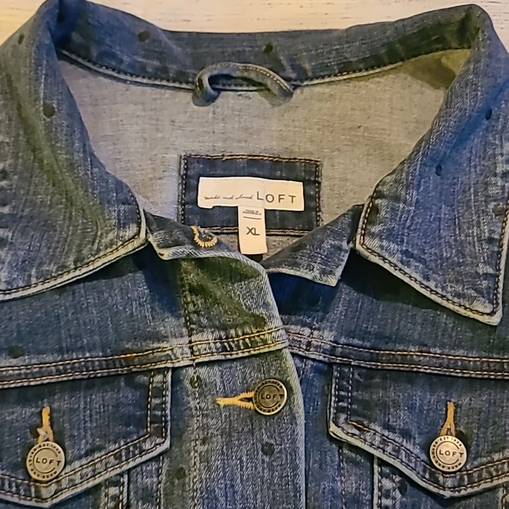GENTLY WORN Loft Polka Dot Denim Jacket - Picture 3 of 4